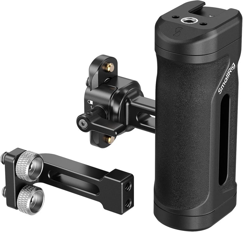 SMALLRIG Lightweight Mini Side Handle Kit with 1/4"-20 Threaded Holes & NATO Clamp, Load Capacity Up to 10kg / 22lbs, Ergonomic Camera Handle for Left or Right Hand, Up and Down Adjustable - Image 1